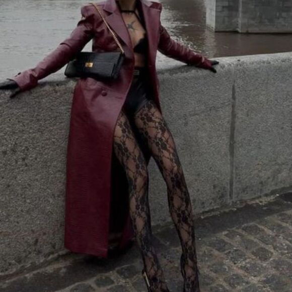 Burgundy faux leather jacket - Picture 2 of 5